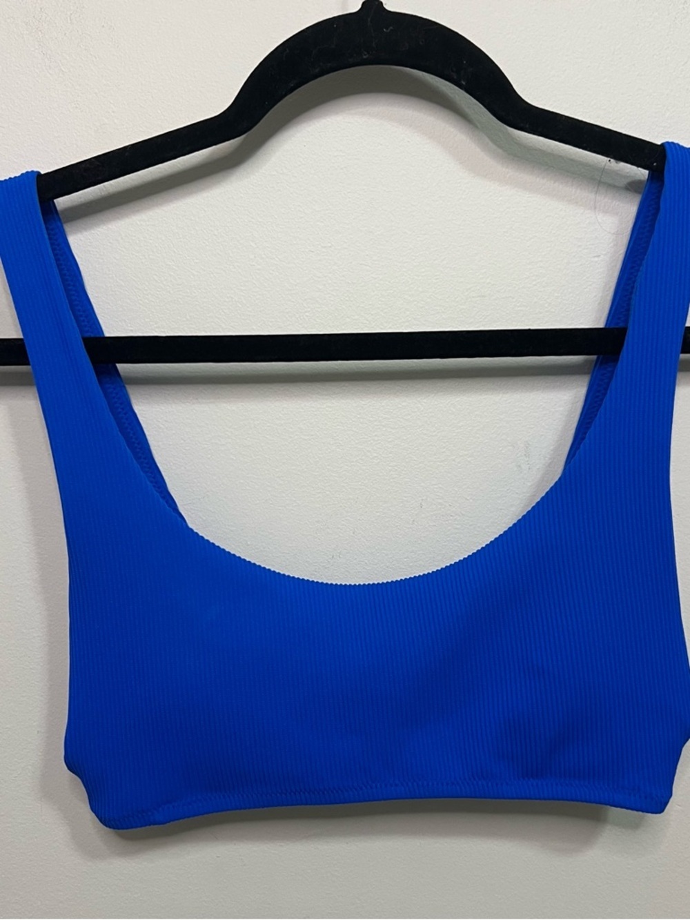 Aerie Blue Ribbed Scoop Swim Suit Top Resort Resortwear Pool Beach Vacation